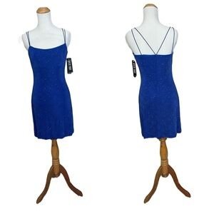Vtg Y2K 90s Byer Too Glitter Slip Dress Bodycon Mini